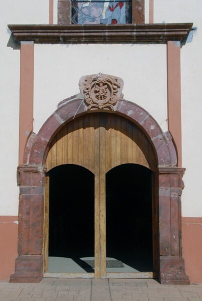 San Miguel Arcángel, façade portal - Aquiles Serdán, Michoacán