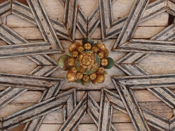 Lower cloister walk, testera alfarje ceiling, detail - San Francisco