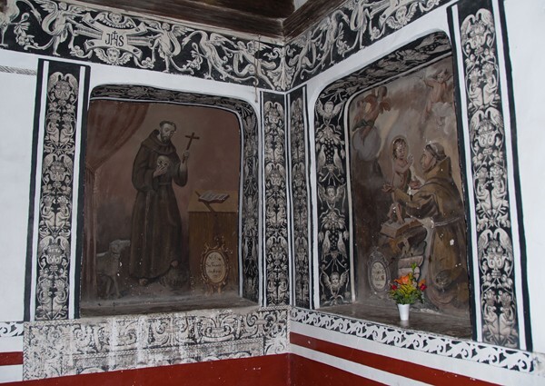 Tlaxcala, San Simón y San Judas, patio corner murals - Calpulalpan, Tlaxcala