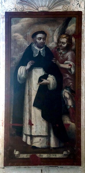 Lower cloister walk, West pillar mural, St. Vinvent Ferrer - Cloister