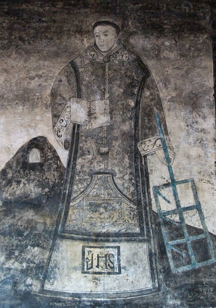 Upper cloister walk mural, St. Lawrence - San José