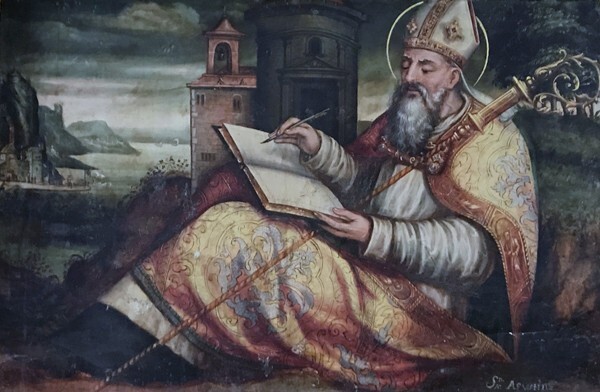 South transept Santiago retablo, predella, St. Augustine - Señor Santiago