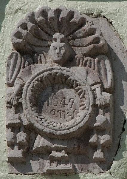 La Inmaculada Concepción, façade portal, left spandrel relief - Zacapú, Michoacán