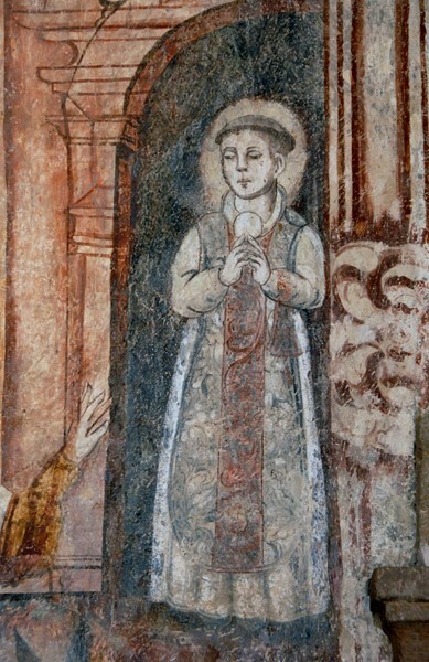 Donkey adoring Blessed Sacrament of St. Anthony, detail - Upper cloister walk murals