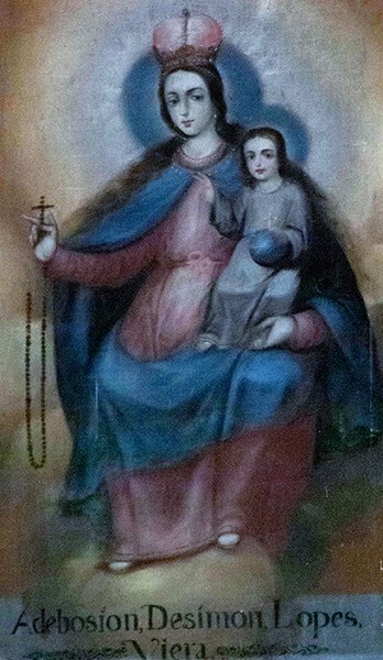 San Luis Rey, right transept Los Dolores altar painting - Apizaquito, Tlaxcala