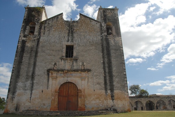 San Juan Bautista, façade & bell-towers - Tixcacaltutyub, Yucatán