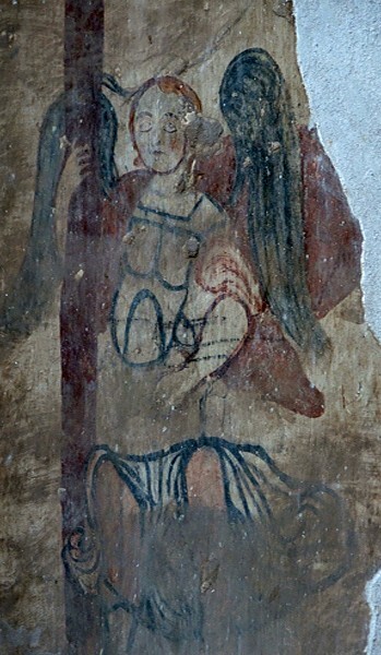 Capilla de los Angeles, nave mural, angel - San Miguel Ixtla, Guanajuato