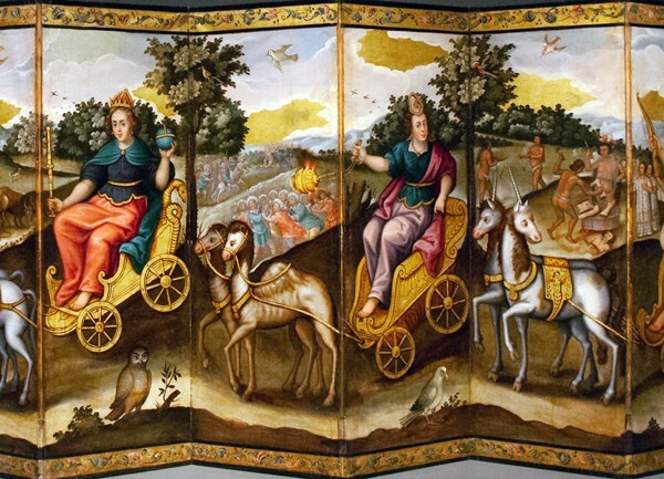 Africa & America - Biombo (folding screen) with the Four Continents