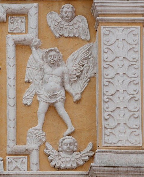 Façade, second tier relief (right), archangel - San Francisco de Asís