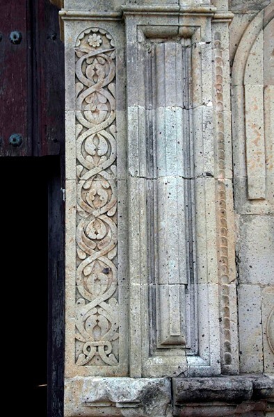 San José, façade portal, right door pilaster & jamb - Copala, Sinaloa