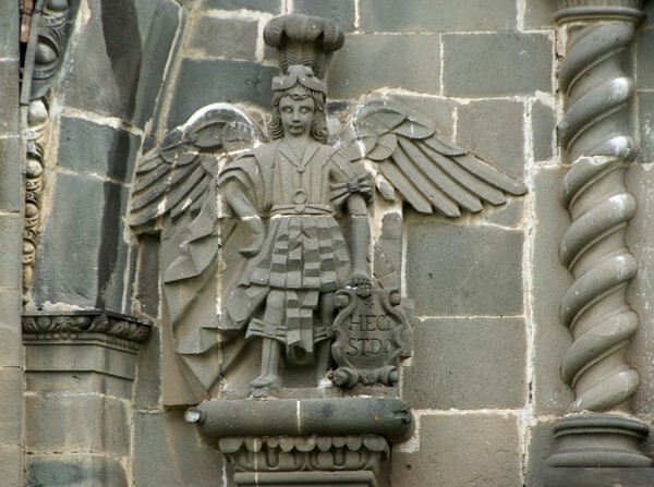 San Dionisio, façade, upper tier left. Archangel - Yauhquemehcan, Tlaxcala