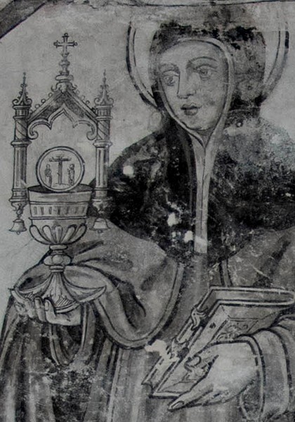 W wall mural detail, St. Clare - San Miguel Arcángel, sala de profundis murals