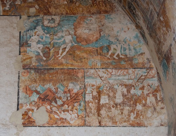 E wall murals, right - San Nicolás de Tolentino, capilla abierta & murals