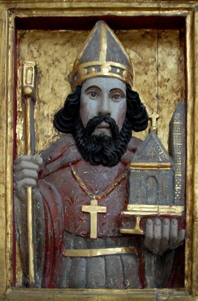 La Transfiguración, high altar predella, St. Augustine - Façade, porterías, high altar & baptismal font