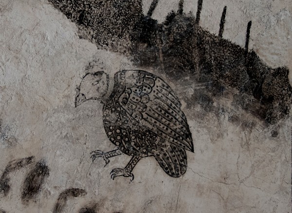 Upper cloister walk, mural detail, St. Helen - San Juan Bautista