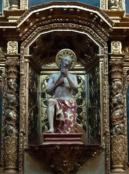 Santa María Magdalena, nave Nicolás de Tolentino retablo, detail - Tepetlaoxtox, México