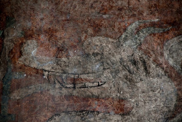 Santa María, N wall mural, Damnation, devil's face, - Santa María, North nave wall murals