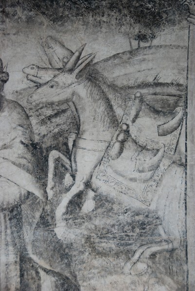 Upper cloister walk, mural detail - San Juan Evangelista, convento