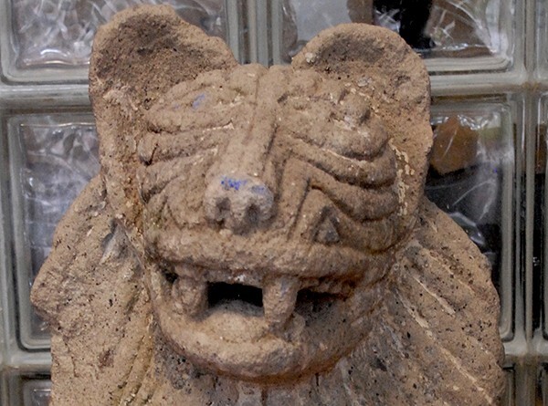 Church storage, stone carving, lion head - San Juan de Dios