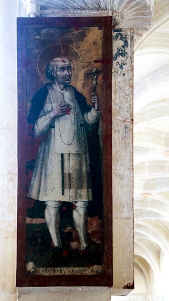 Lower cloister walk, North pillar mural, Blessed Albert of Bergamo - Cloister