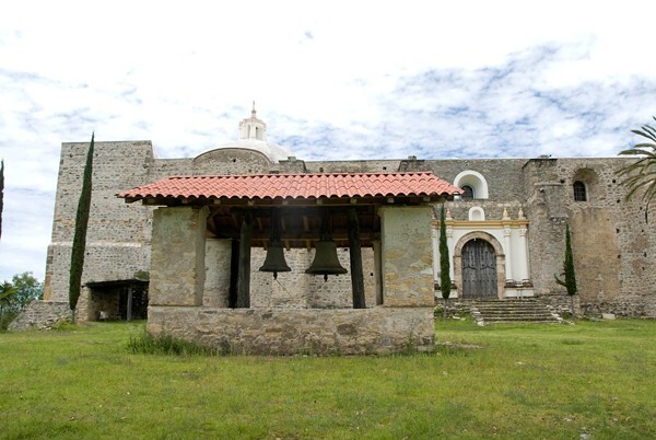 San Miguel Arcángel, exterior nave & freestanding bell-tower - Achiutla, Oaxaca