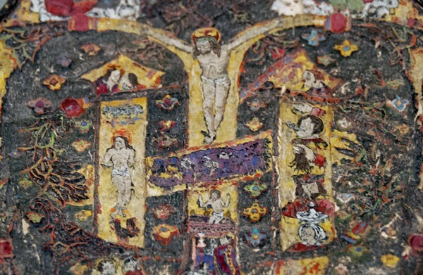 New York Hispanic Society, Bishop's Feather-work Miter, detail - New York, New York, Hispanic Society, Bishop's Feather-work miter