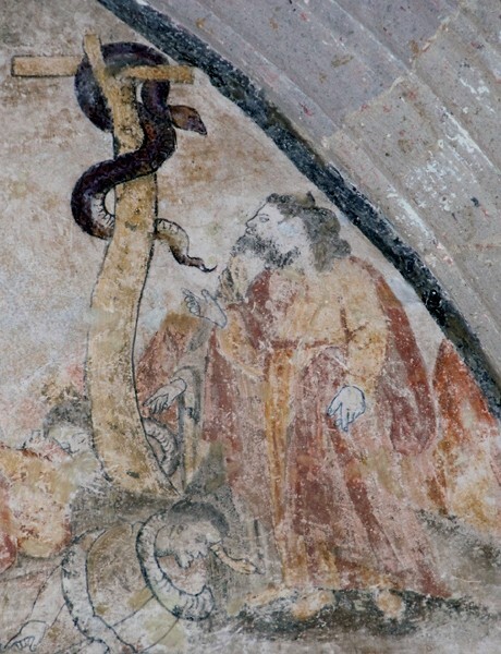 Lower cloister walk mural, lunette mural detail - Santa María Magdalena, cloister & convento