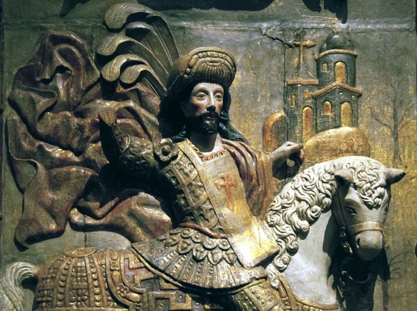 detail, St. James on his White Striker - Saint James the Moor Slayer