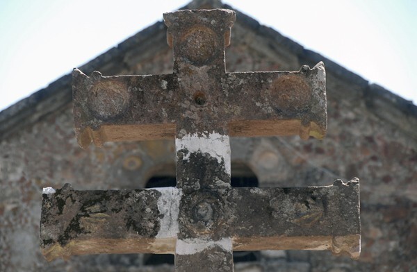 Nuestra Señora de Belén, atrial cross, front - Charapán, Michoacán
