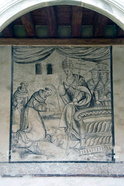 San Gabriel, lower cloister walk mural - San Gabriel, cloister with murals