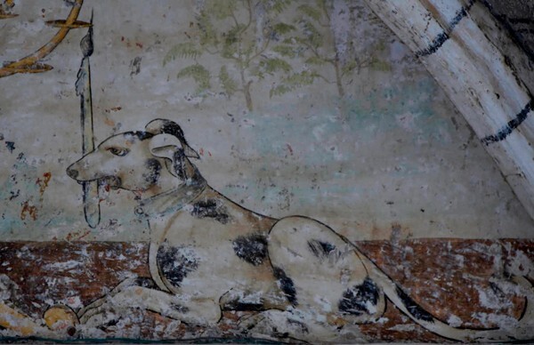 Lower cloister walk, lunette mural detail - Santo Domingo