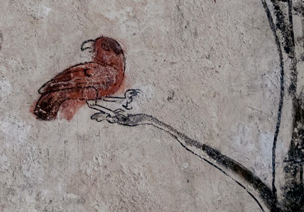 Upper cloister walk, mural detail, St. Helen - San Juan Bautista