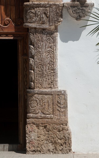 San Juan Bautista, façade, main portal, right pilaster - Acultzingo, Veracruz