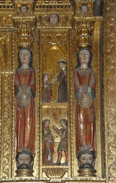 Right entrecalle scenes with terms - San Miguel Arcángel, nave San Antonio de Padua retablo