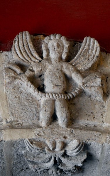 Santiago Apóstol, cloister arch keystone, putto - Tonalá, Jalisco