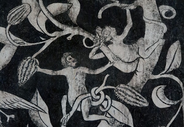 El Divino Señor, lower cloister walk mural, monkey - El Divino Señor, lower cloister ambulatory murals