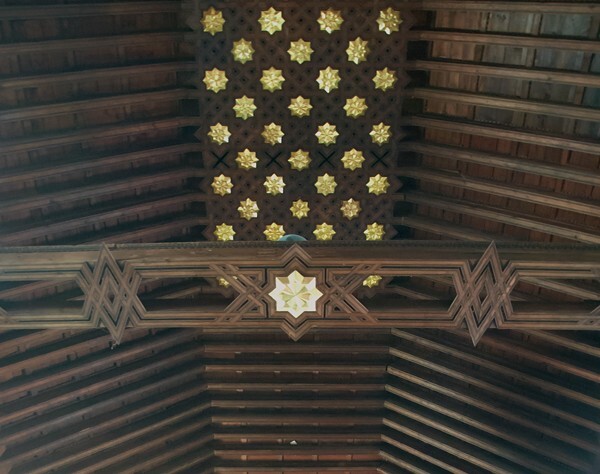 Nave, alfarje ceiling with crossbeams, harneruelos & almizates - La Asunción de Nuestra Señora, atrio, portería, and nave & choir ceilings