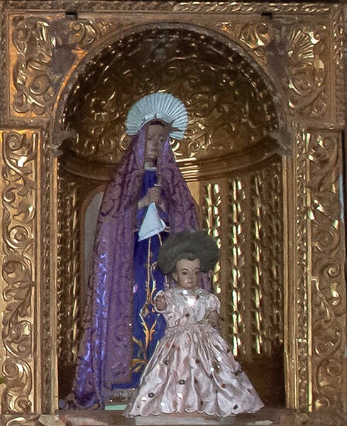 Nave St. Anne altar detail, St. Anne & Virgin Mary - Santa Ana, high & nave altars