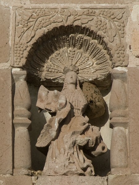 Façade, third story sculpture, St. Rose of Lima - San Jerónimo