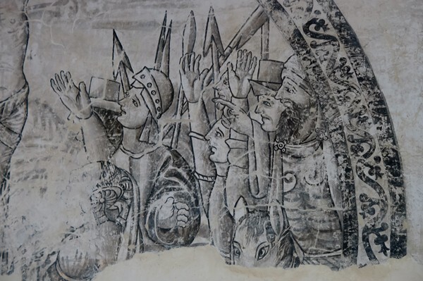 Crucifixion, detail - Cloister grisaille murals