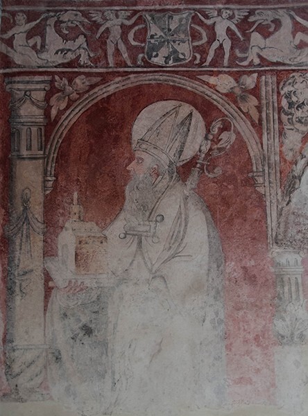 N arcade pier mural - San Juan Bautista, lower cloister walk, N & E arcades, pier murals