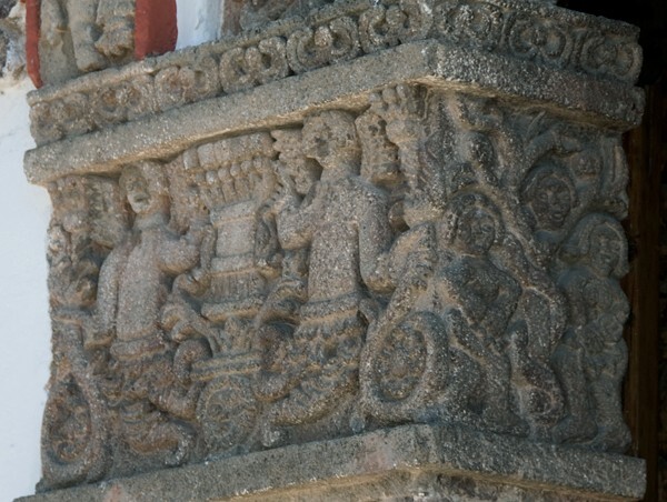 La Inmaculada Concepción, façade portal, left pilaster capital - Ixtapan de la Sal, México