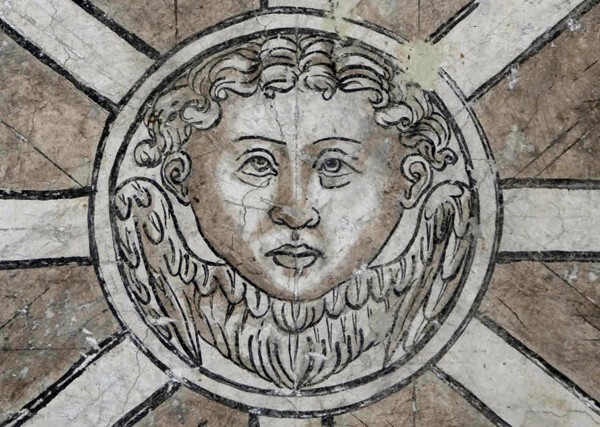 Sacristy ceiling mural, putto - San Nicolás de Tolentino, convento