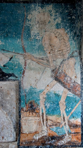 Los Santos Reyes, upper story testera mural, detail - Los Santos Reyes, cloister & murals