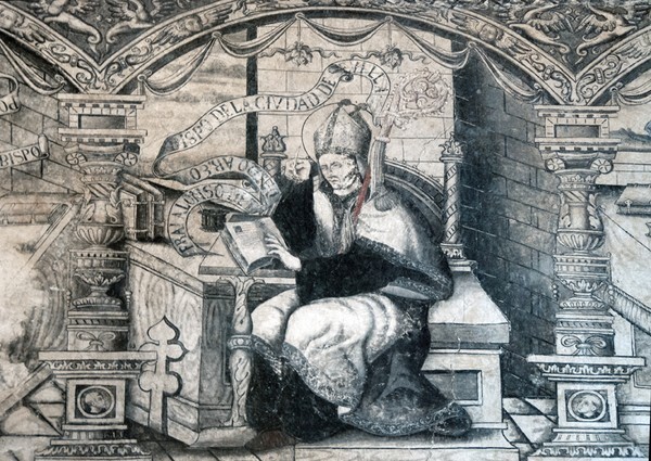 Top tier, central figure mural - West wall murals