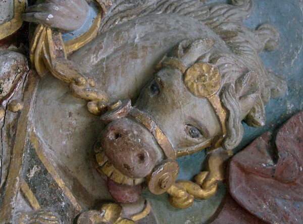 Santiago, high altar fragment, central panel, St. James the Moor Slaye - Tilantongo, Oaxaca