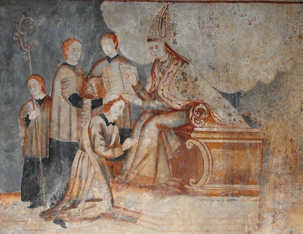 Confirmation, closeup - Lower cloister walk murals