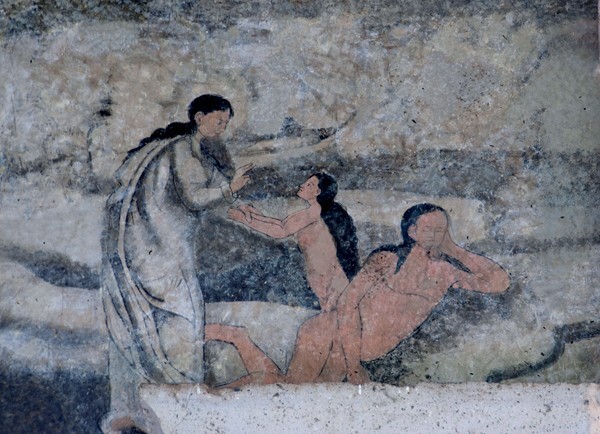 Portería, cloister mural (left) - Santa María Magdalena, church & portería