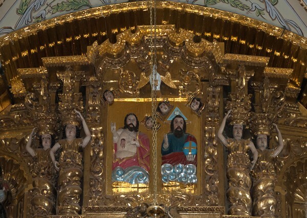 San Francisco, high altar, top tier, Trinity - Tetlanohcan, Tlaxcala