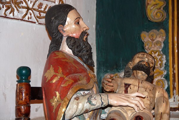 San Pablo, nave sculpture, Compassio Patris, detail - Oztotepec, México